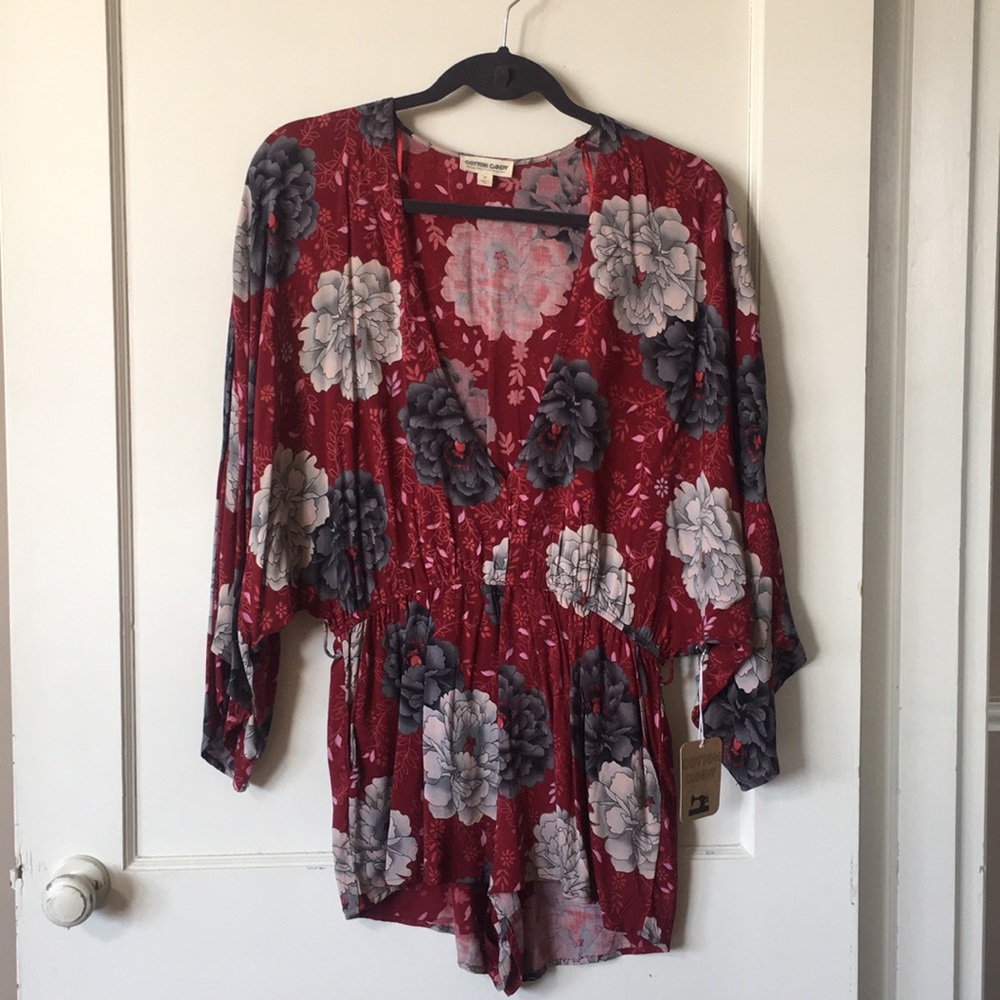 NWT- Kimono style floral Romper